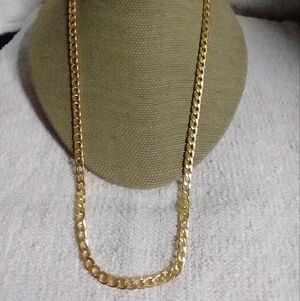Goldtone curb chain long